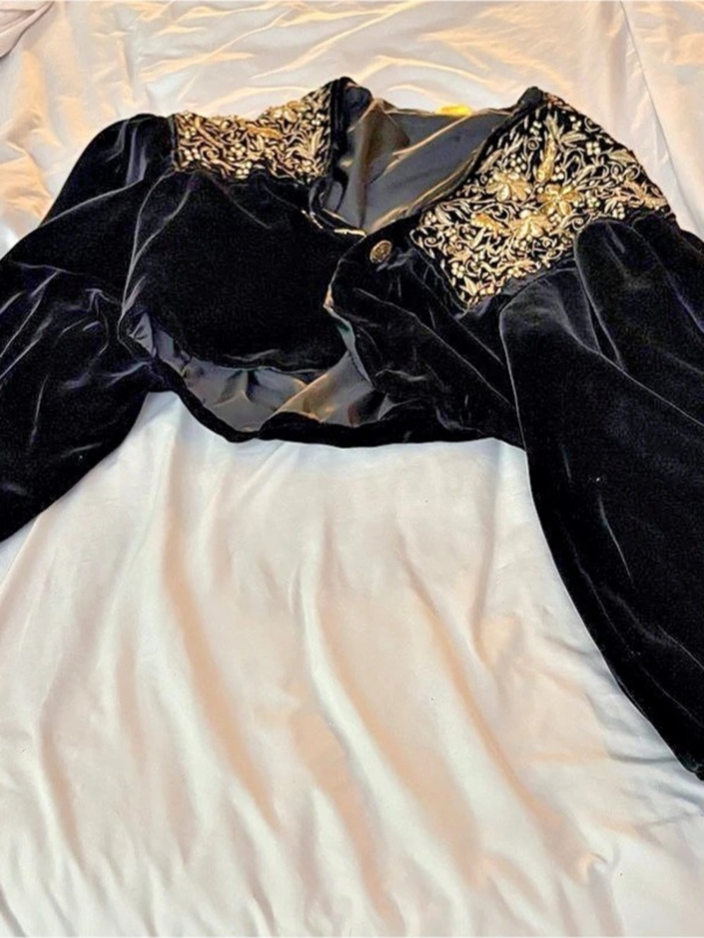 Black Velvet Floral Embroidered short jacket